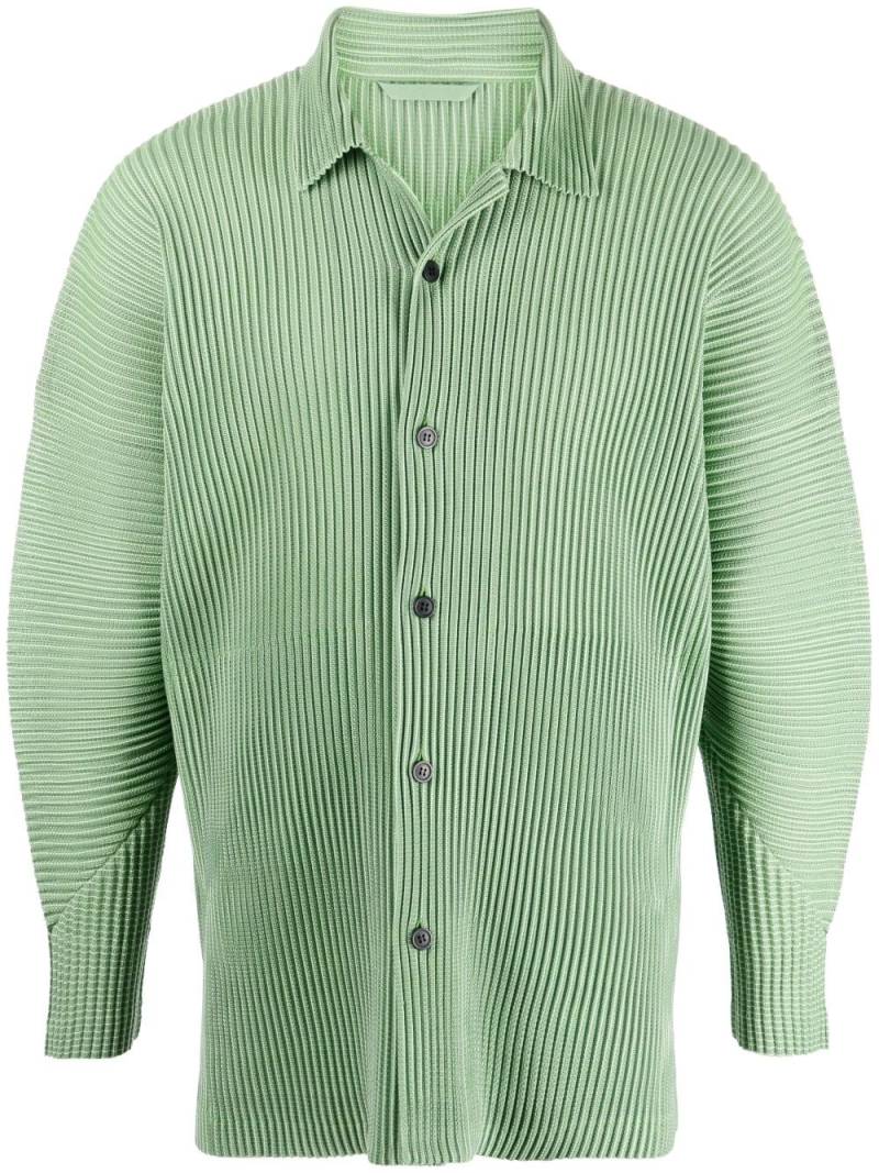 Homme Plissé Issey Miyake plissé button-up shirt - Green von Homme Plissé Issey Miyake