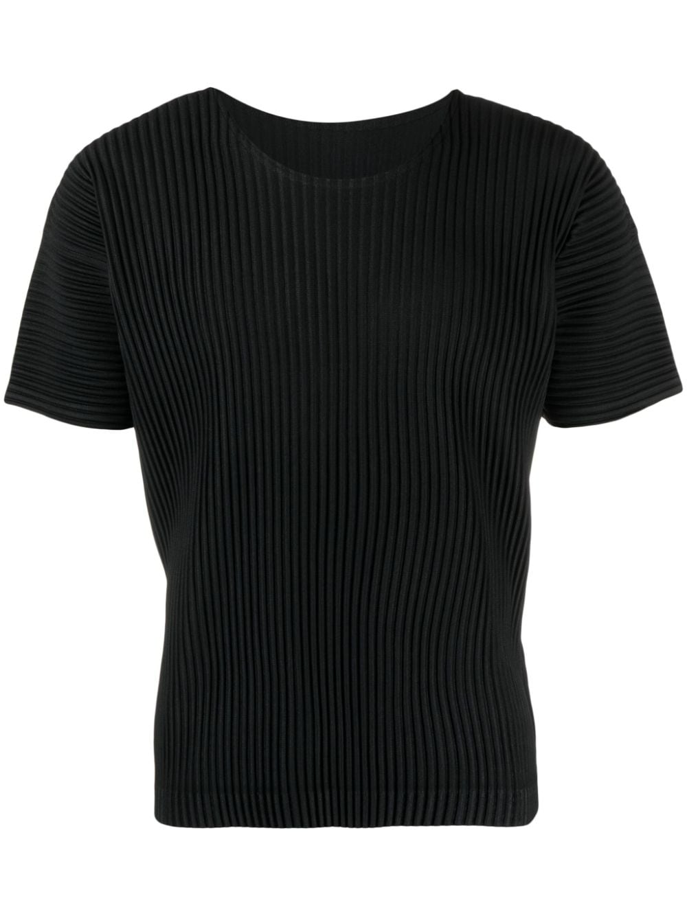 Homme Plissé Issey Miyake plissé-effect U-neck T-shirt - Black