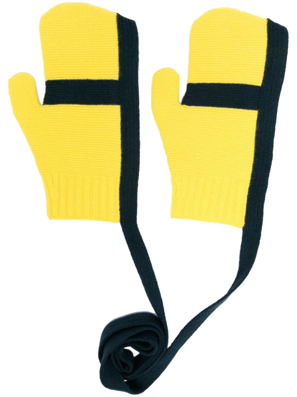 Homme Plissé Issey Miyake two-tone ribbed gloves - Yellow von Homme Plissé Issey Miyake