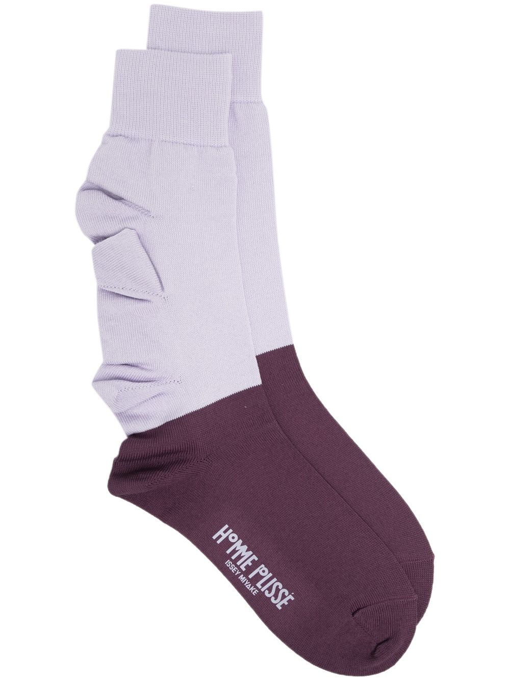 Homme Plissé Issey Miyake two-tone ruffle-trim socks - Purple von Homme Plissé Issey Miyake