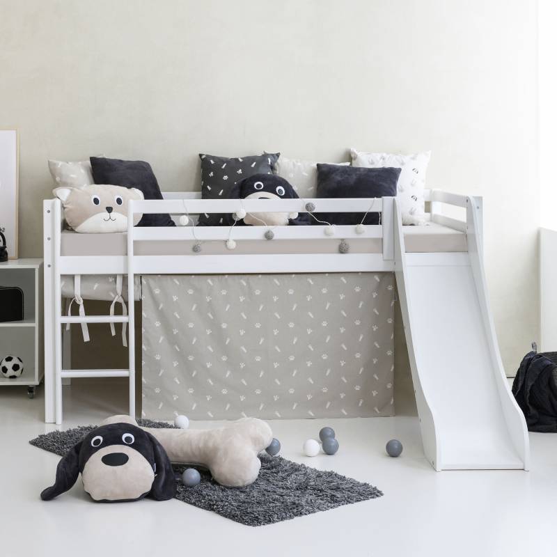 Hoppekids Hochbett »«Pets Silberfarbengrau»«, Rutsche & Vorhang Grau und viel Auswahl von Hoppekids