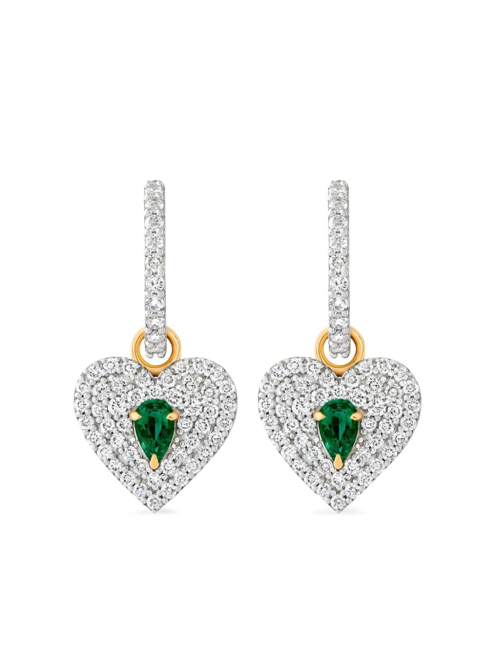 House of Meraki 18kt yellow gold Falak emerald and diamond hoop earrings - Silver von House of Meraki