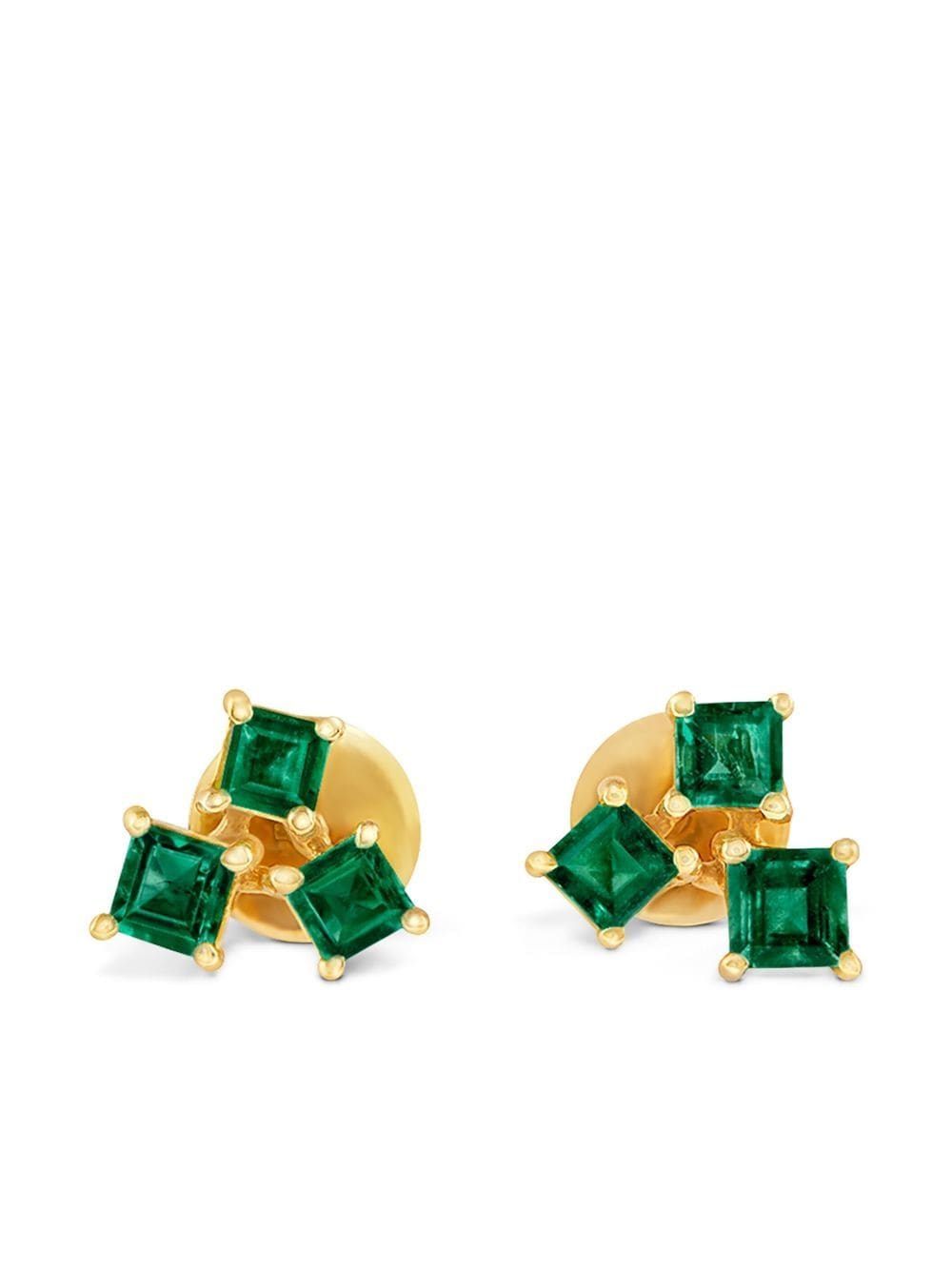 House of Meraki 18kt yellow gold Olive emerald stud earrings - Green von House of Meraki