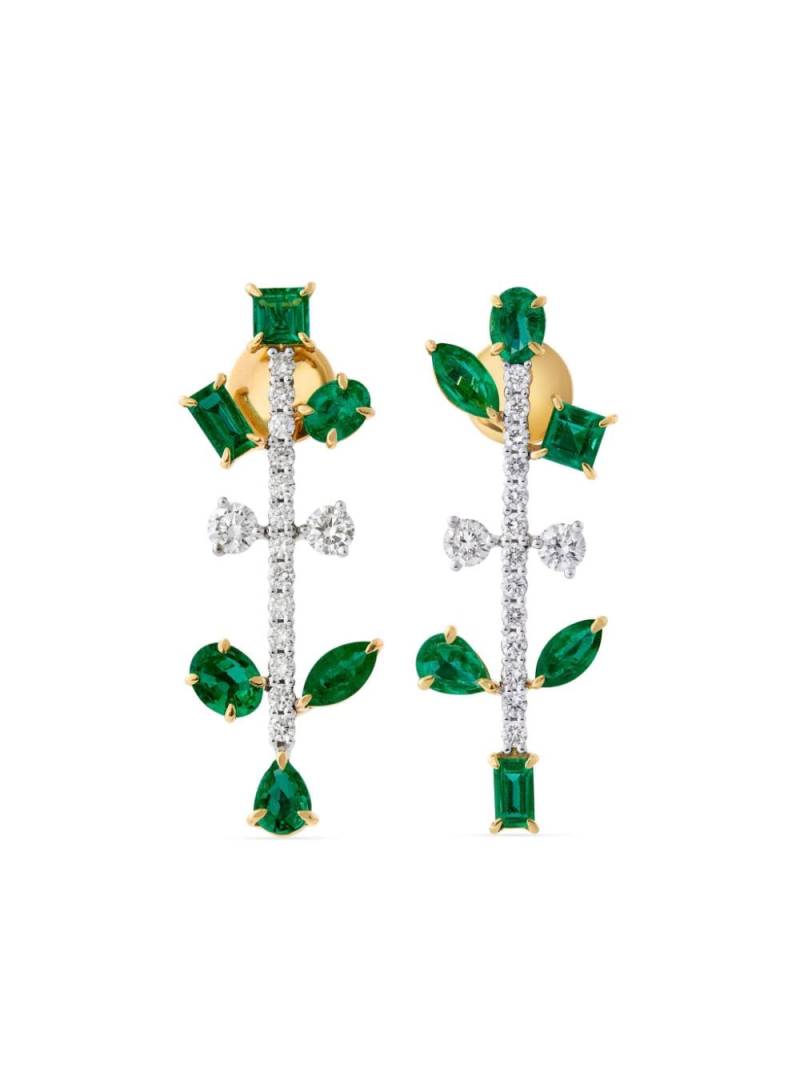 House of Meraki 18kt yellow gold Reina emerald and diamond drop earrings - Silver von House of Meraki