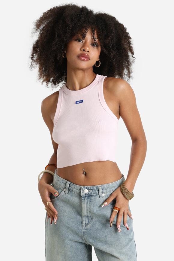 Hugo Blue Geripptes Crop Tanktop | Light Pastel Pink | Damen  | L von Hugo Blue