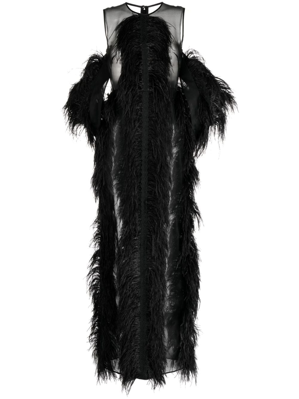 Huishan Zhang Debra feather cold-shoulder gown - Black von Huishan Zhang