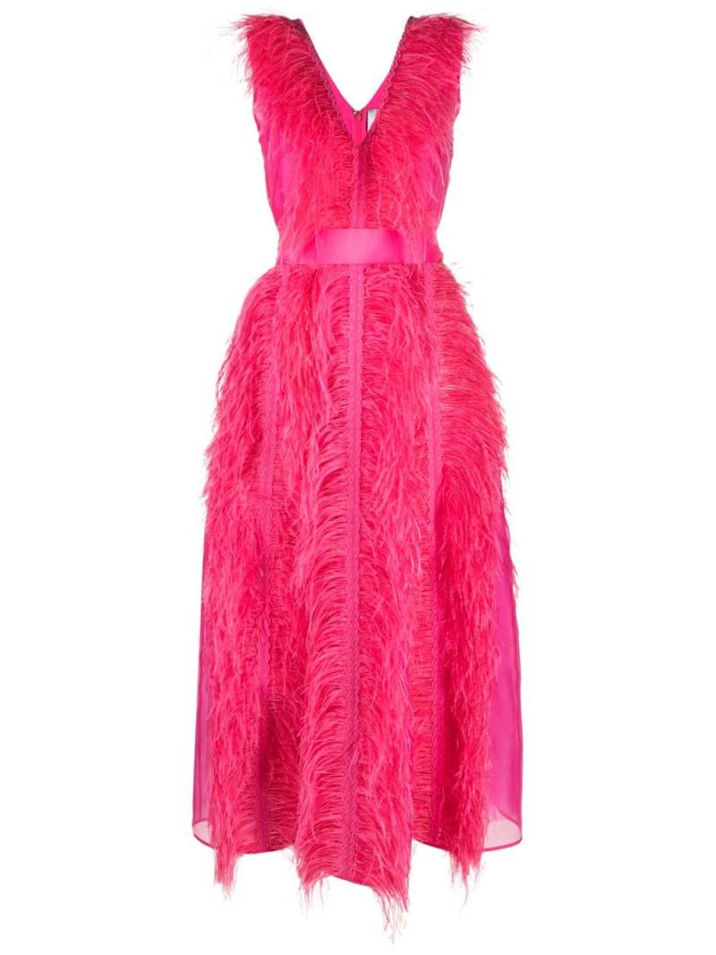 Huishan Zhang Irina ostrich-feather maxi dress - Pink von Huishan Zhang