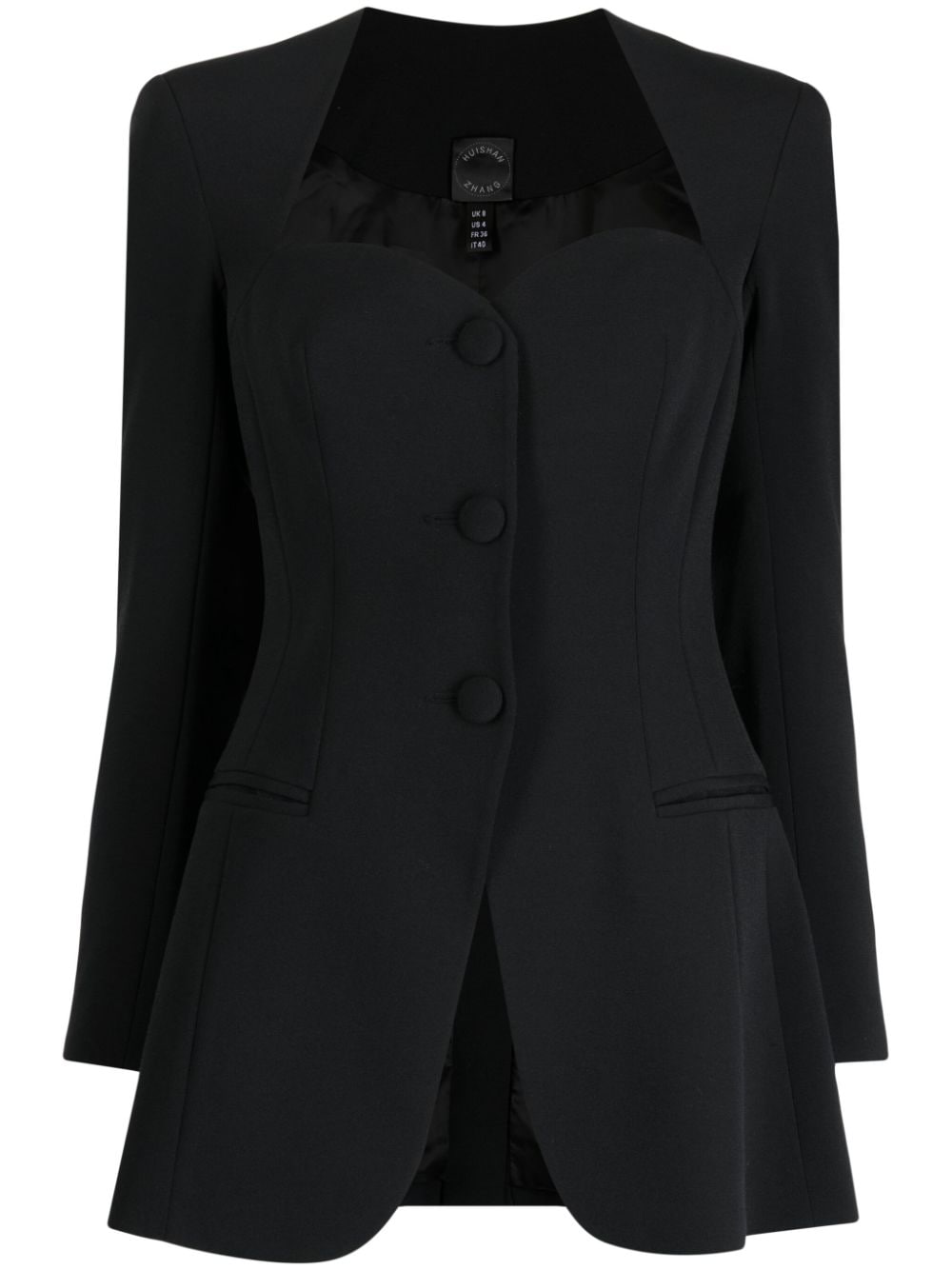 Huishan Zhang Kim sweetheart-neck blazer - Black