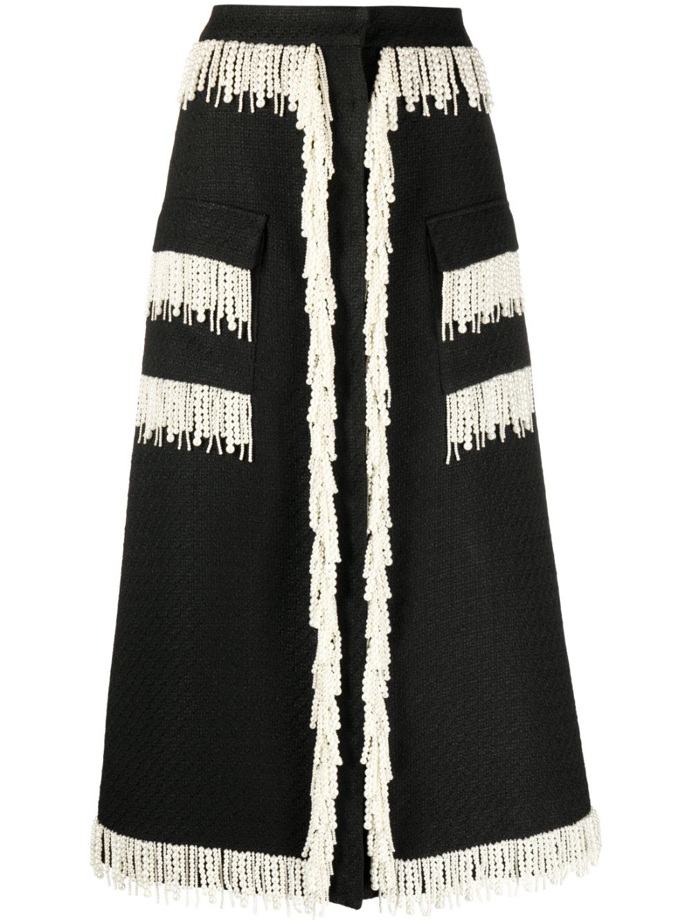 Huishan Zhang Victoria pearl-embellished tweed skirt - Black von Huishan Zhang