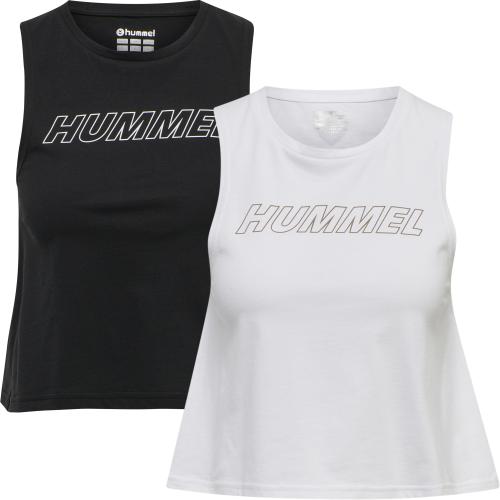 Hummel Hmlte Cali 2-Pack Crop Cot Tanktop - black/white driftwood (Grösse: XL) von Hummel