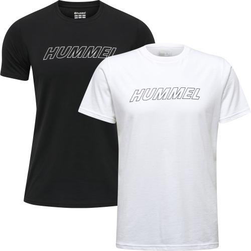 Hummel Hmlte Callum 2-Pack Cotton T-Shirt - black/white grey (Grösse: L) von Hummel