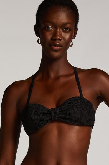 Hunkemöller Bandeau Bikini Top Crinkle Schwarz von Hunkemöller