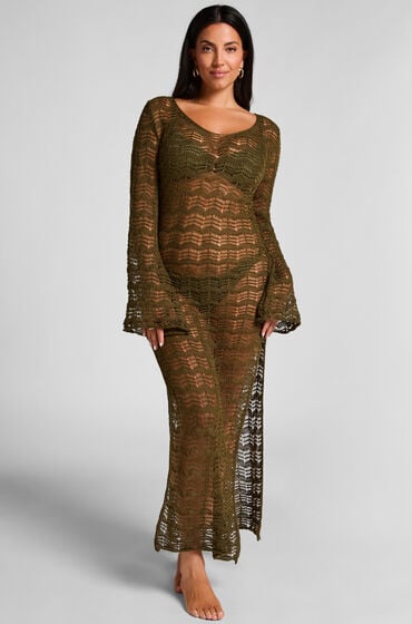 Hunkemöller Crochet Maxikleid grün von Hunkemöller