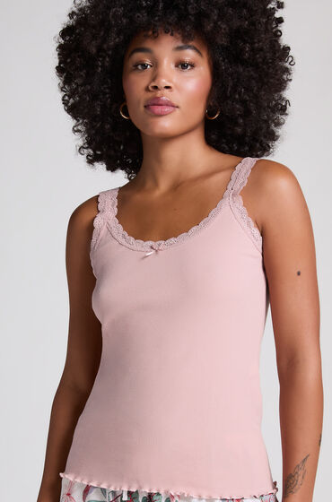 Hunkemöller Geripptes Cami mit Spitze Rose von Hunkemöller