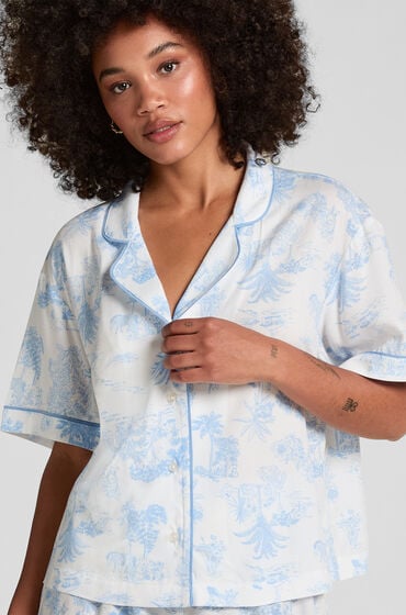 Hunkemöller Kurzärmelige Jacke aus Webstoff Blau von Hunkemöller