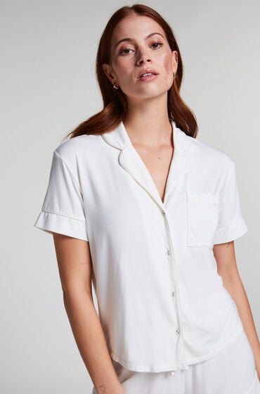 Hunkemöller Kurzärmelige Jersey-Jacke Essential Weiß von Hunkemöller