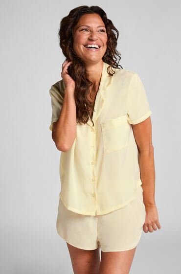 Hunkemöller Kurzärmelige Satin-Jacke Gelb von Hunkemöller