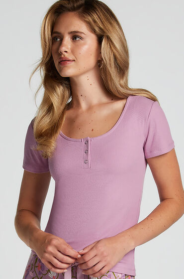 Hunkemöller Kurzärmeliges Pyjama-Top Henley Lila Hunkemöller Kurzärmeliges Pyjama-Top Henley Lila von Hunkemöller
