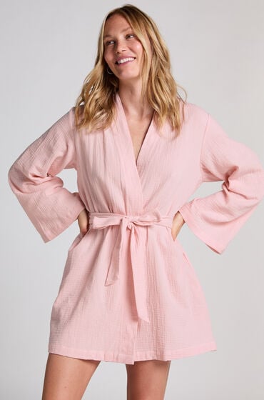 Hunkemöller Musselin-Morgenmantel kurz Rose von Hunkemöller