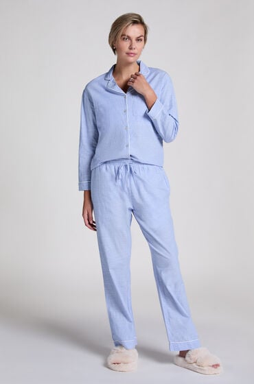 Hunkemöller Petite Pyjamahose Baumwolle Blau Hunkemöller Petite Pyjamahose Baumwolle Blau von Hunkemöller