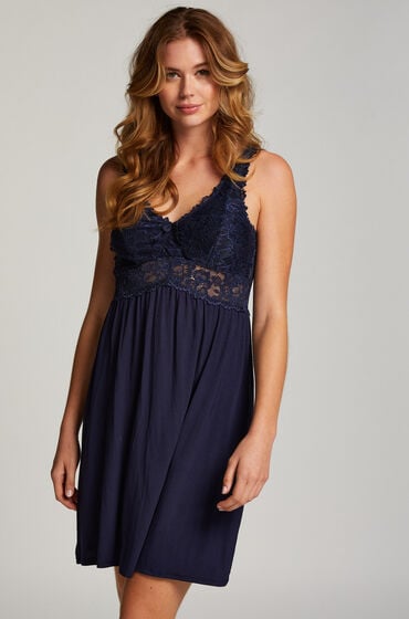 Hunkemöller Slipdress Nora Lace Blau Hunkemöller Slipdress Nora Lace Blau von Hunkemöller