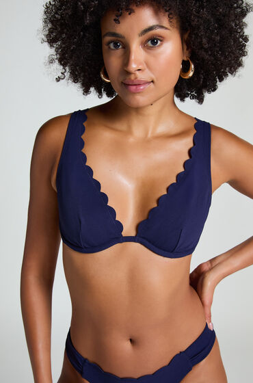 Hunkemöller Unwattiertes Bügel-Bikini-Top Scallop Blau Hunkemöller Unwattiertes Bügel-Bikini-Top Scallop Blau von Hunkemöller