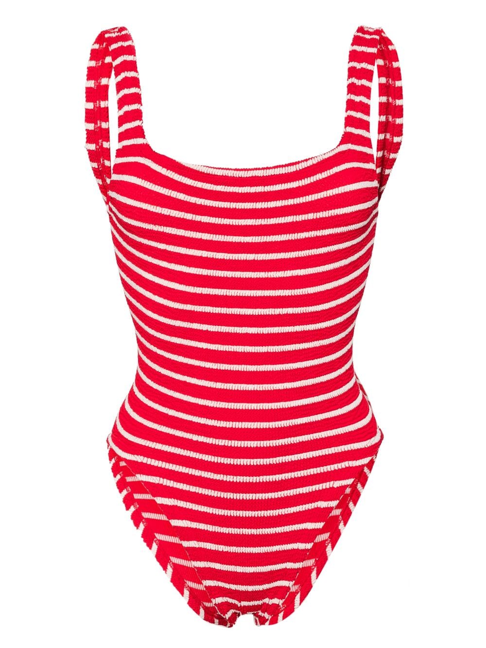 Hunza G candy-stripe crinkled swimsuit - Red von Hunza G