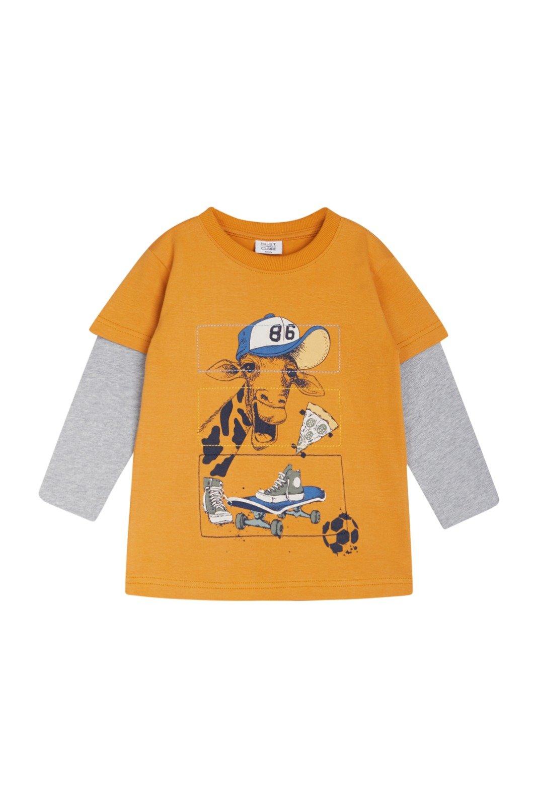 Jungen Langarmshirt Anton Giraffe Jungen Orange 98 von Hust and Claire