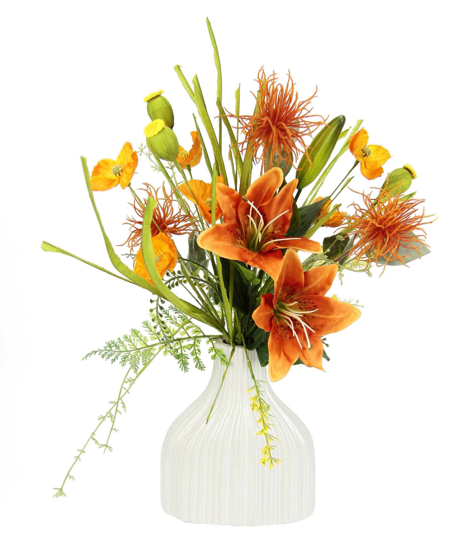 I.GE.A. Kunstblume »Blumenarrangement aus Lilien und Mohnblumen in Vase aus Keramik« von I.GE.A.