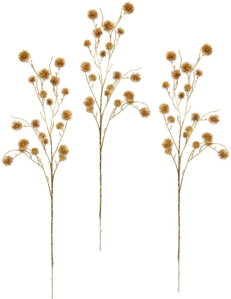I.GE.A. Kunstblume »Distel«, Künstlicher Mini Distelzweig, gold Metallic, 3er Set von I.GE.A.
