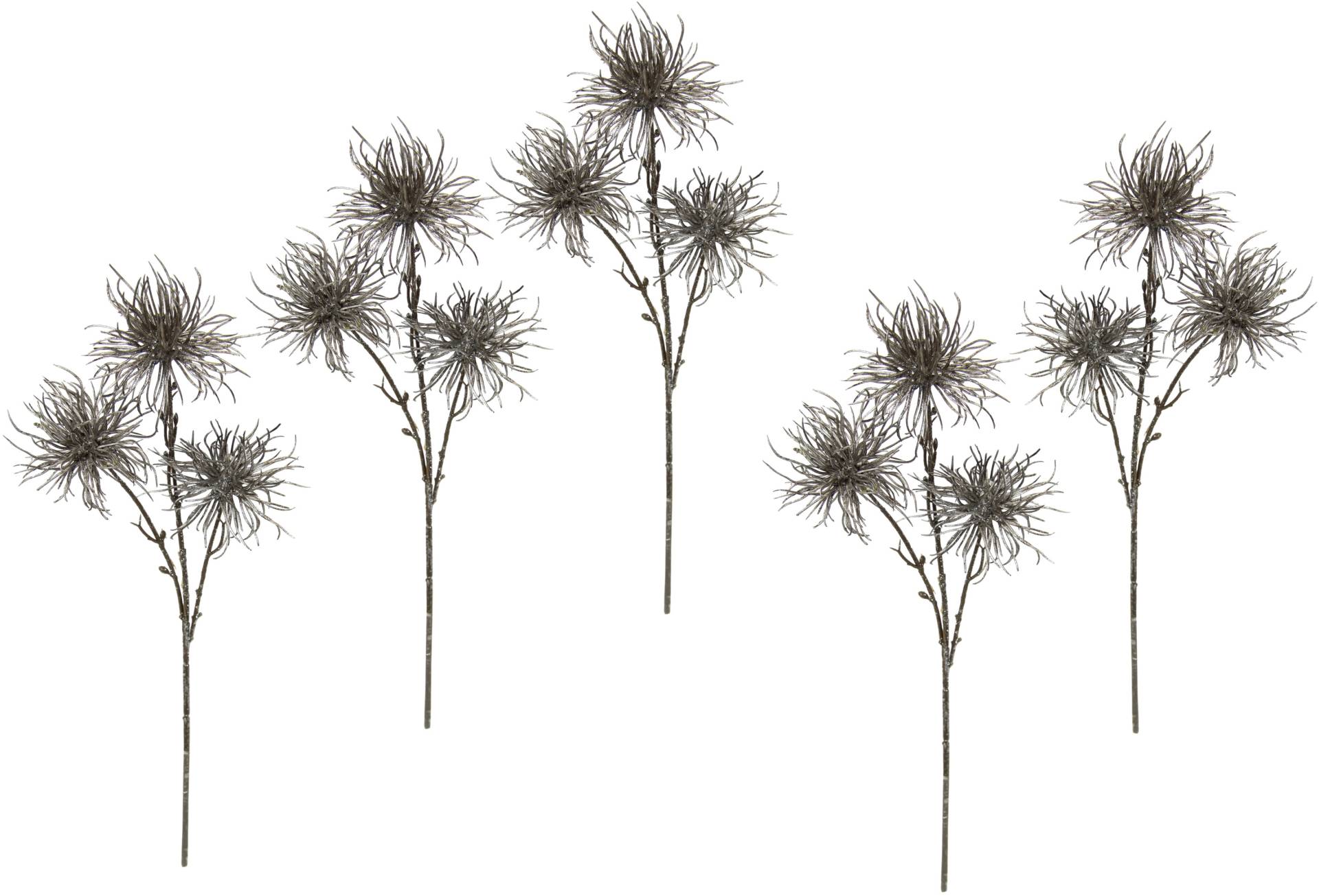 I.GE.A. Kunstblume »Distel«, Metallic-Distelzweig, Kunstzweige, 5er Set