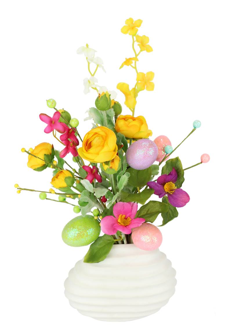 I.GE.A. Kunstblume »Frühlingsstrauss«, In Vase aus Keramik Blumenstrauss Lavendel und Eier von I.GE.A.