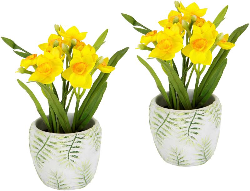 I.GE.A. Kunstblume »Osterglocke«, im Zementtopf, 2er Set, künstliche Frühlingsblume, Narzissen von I.GE.A.