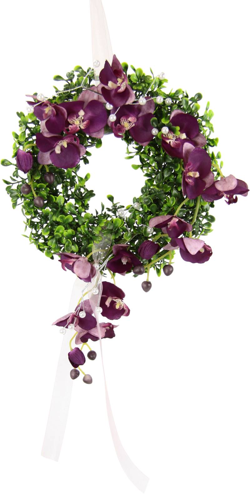 I.GE.A. Kunstkranz »Orchidee«, Buchskranz Festliche Dekoration Hochzeitsdeko Wanddeko von I.GE.A.