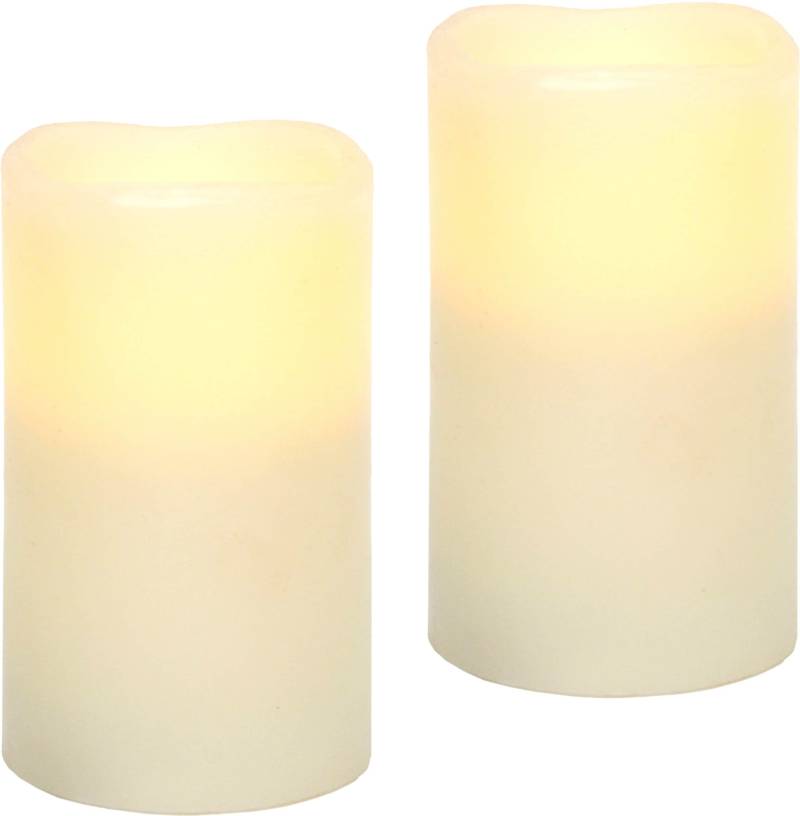 I.GE.A. LED-Kerze »LED-Kerzen Flackernd Warmweiss 2er Set Stumpenkerze Deko Valentinstag«, Romantische Dekoration Creme Echtwachs romantisch von I.GE.A.