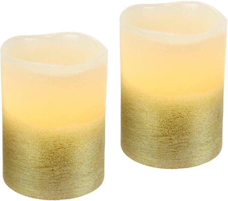 I.GE.A. LED-Kerze »LED-Kerzen Flackernd Warmweiss 2er Set Stumpenkerze Deko Valentinstag«, Romantische Dekoration Rosa Echtwachs romantisch von I.GE.A.