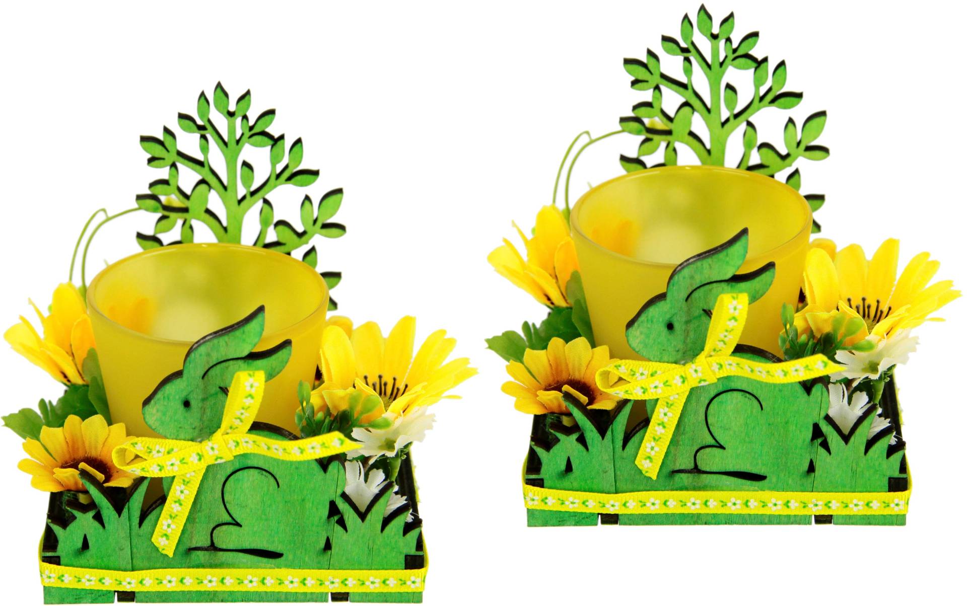 I.GE.A. Teelichthalter »Hase«, 2er Set Windlicht Osterhase Glas Holz Kerzenleuchter Frühlingskranz 3D I.GE.A. Teelichthalter »Hase«, 2er Set Windlicht Osterhase Glas Holz Kerzenleuchter Frühlingskranz 3D von I.GE.A.