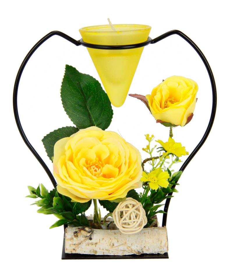 I.GE.A. Teelichthalter »Rose«, Metall Glaseinsatz Teelichtkerze Kunstblumen Kerzenständer Advent 3D von I.GE.A.