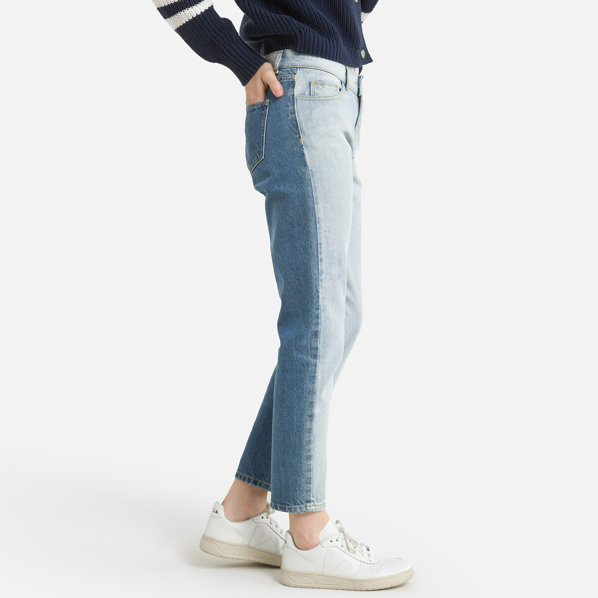 High-Waist-Jeans, Boyfriend-Stil, zwei Waschungen von ICODE