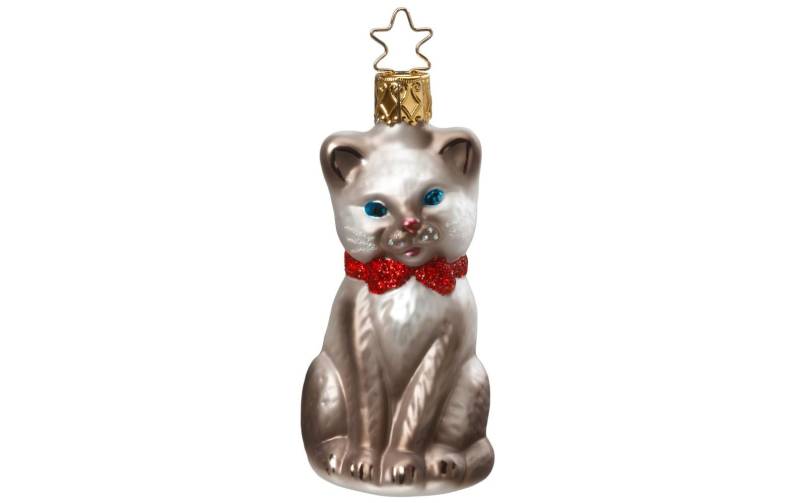 INGE-GLAS® Weihnachtsbaumkugel »Katze Grau 45054 cm, Beige/Rot«, (1 St.) von INGE-GLAS®