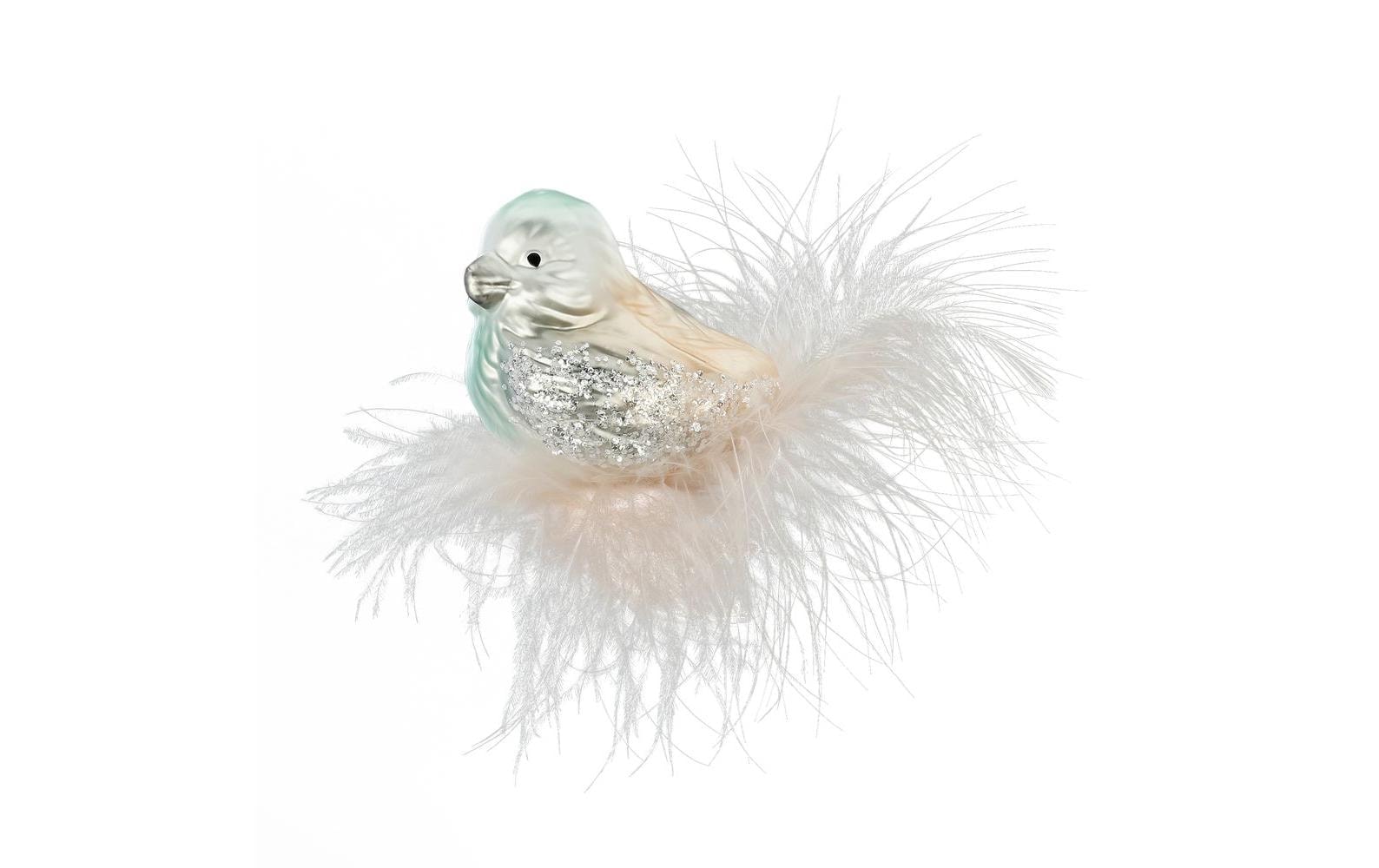 INGE-GLAS® Weihnachtsbaumkugel »Vogel Birdie 7 cm, Hellblau/Weiss«, (1 St.) von INGE-GLAS®