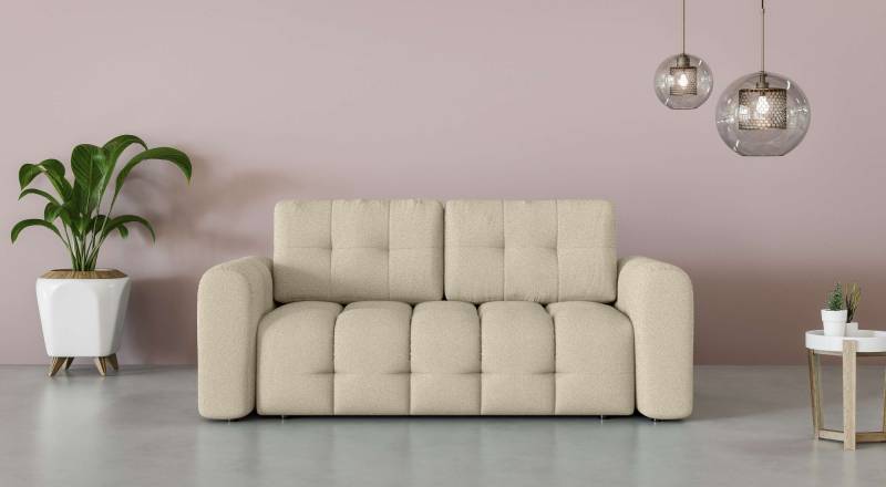 INOSIGN 2-Sitzer »Manilla, trendige Steppung, 2 Rückenkissen, B/T/H 195/107/91 cm«, mit Wellenunterfederung, in verschiedenen Materialien und Farben von INOSIGN