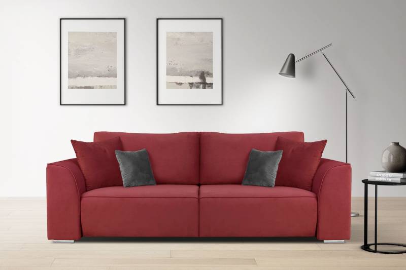 INOSIGN 3-Sitzer Beatrice Schlafsofa, wahlweise auch mit Bettfunktion und Bettkasten, incl. 2 Zierkissen von INOSIGN