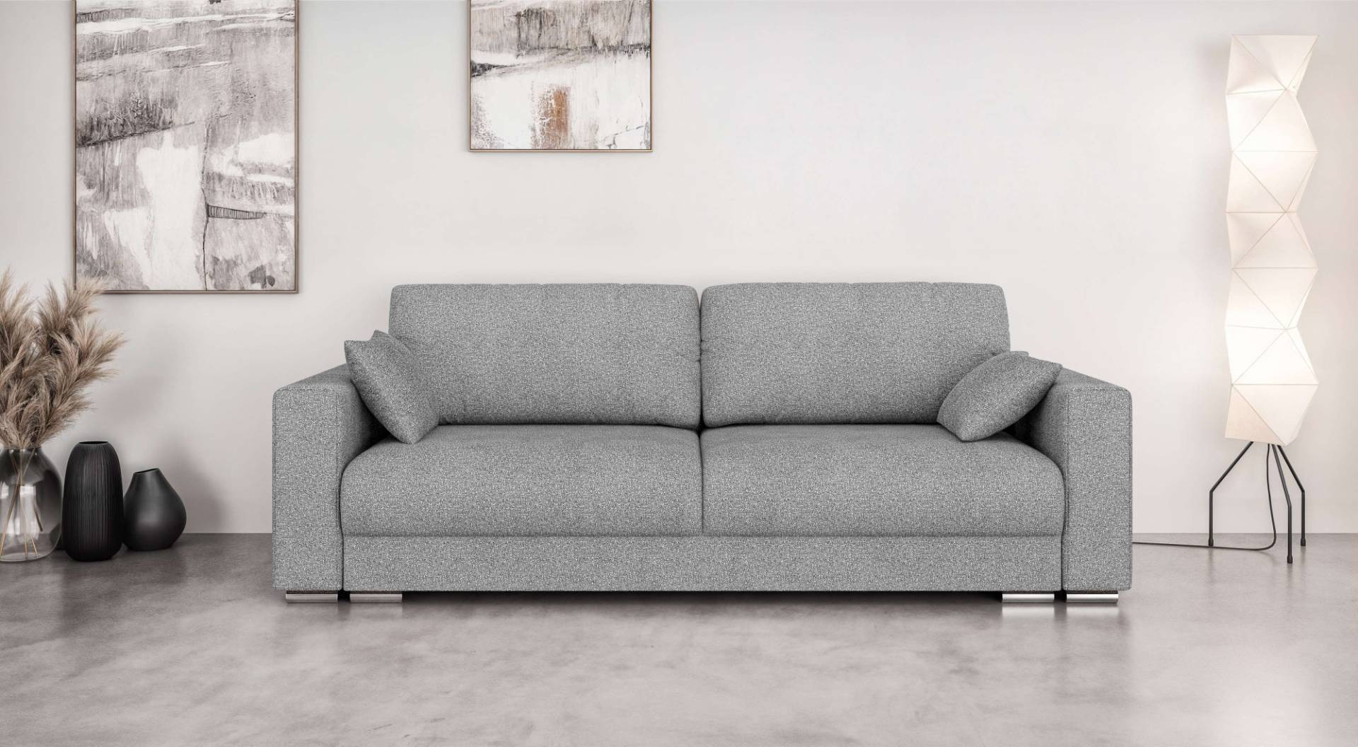 INOSIGN 3-Sitzer »Stevinson Schlafsofa mit Bettkasten, Masse B/H/T: 229/87/97 cm«, mit Wellenunterfederung, 2 Rückenkissen und 2 Zierkissen von INOSIGN