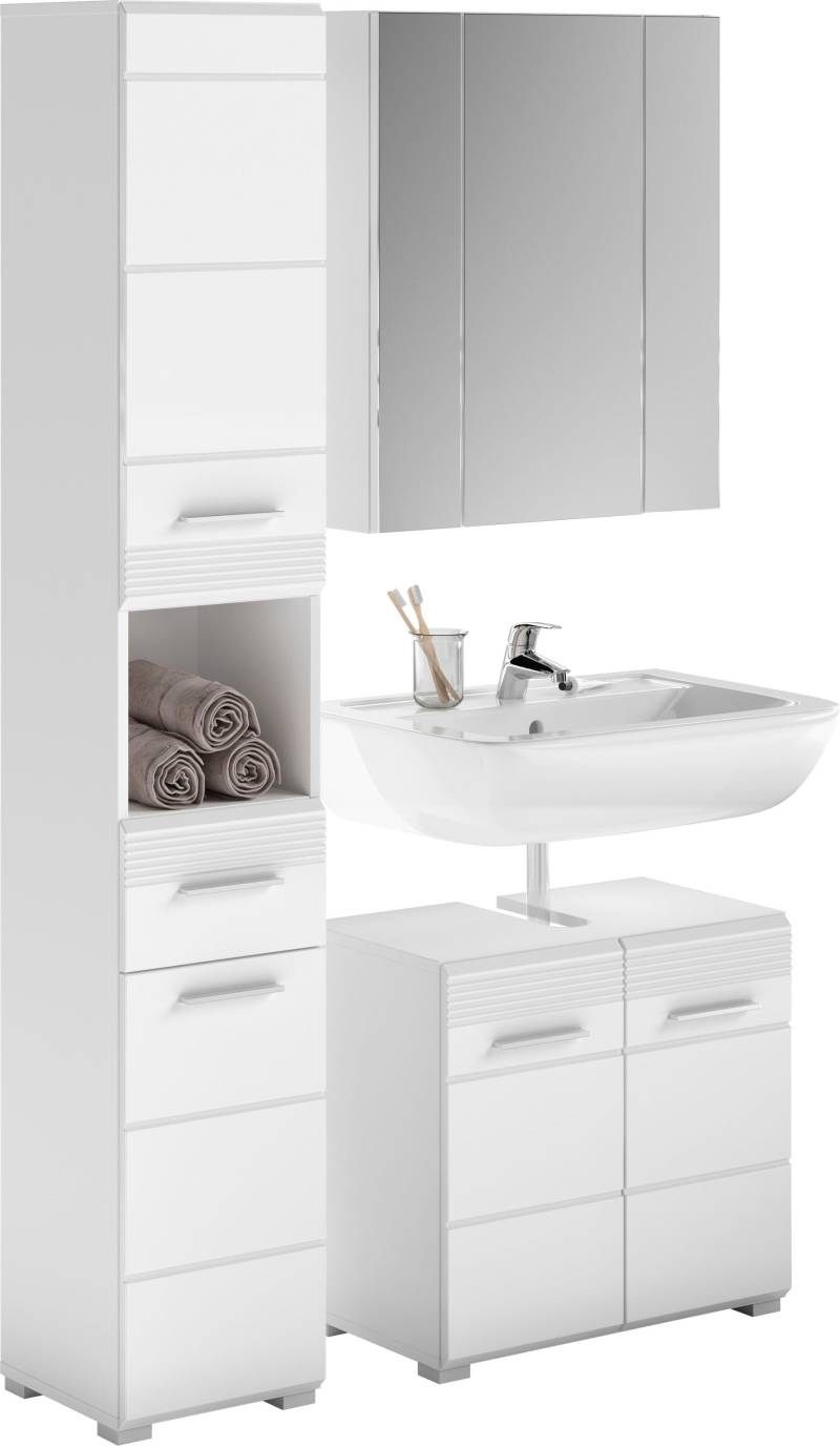 INOSIGN Badmöbel-Set »Malmö, 3 teilig, bestehend aus:«, (Set, 3 St.), Hochschrank, Waschbeckenunterschrank, Spiegel von INOSIGN