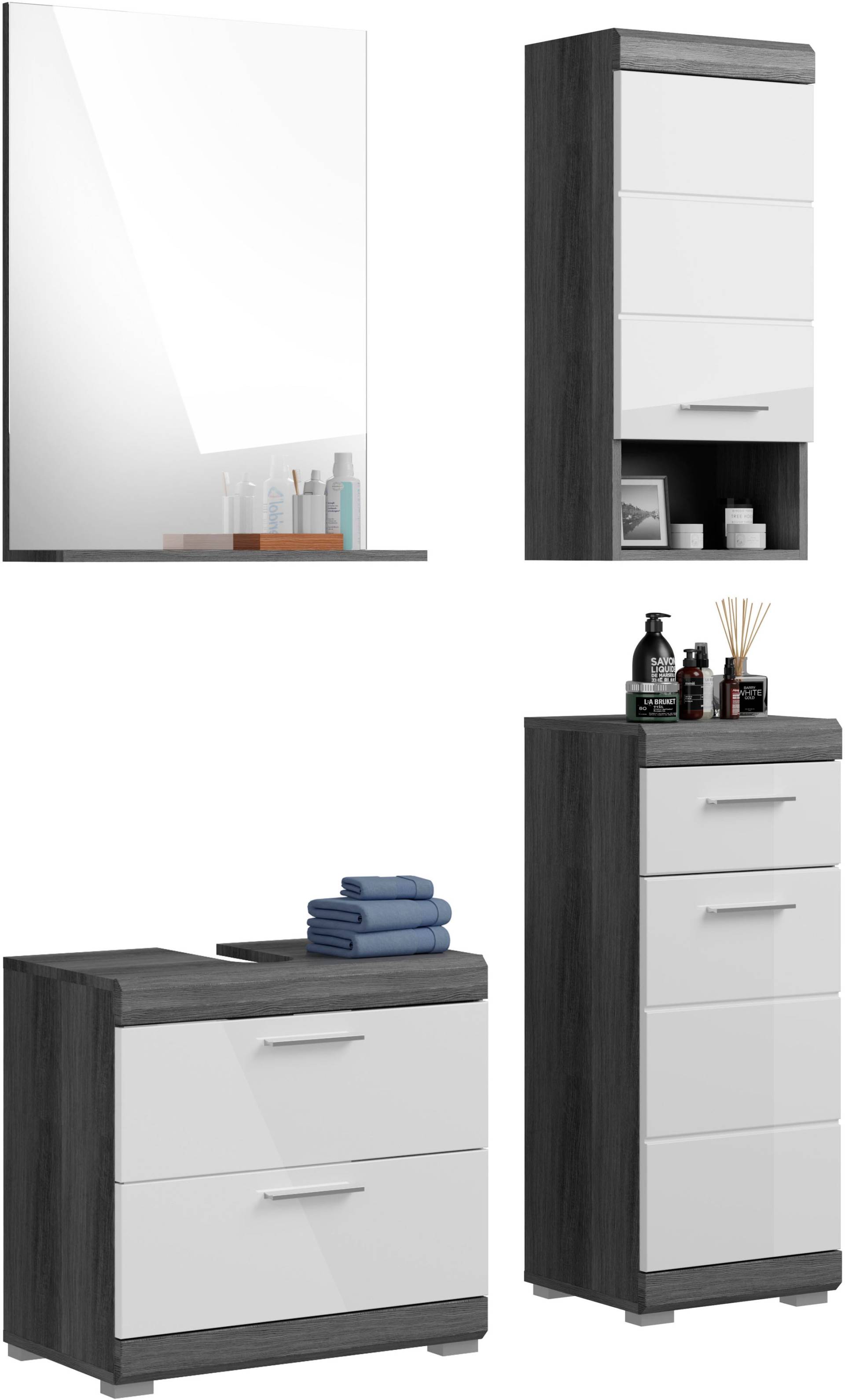 INOSIGN Badmöbel-Set »Siena, 4 teilig, bestehend aus:«, (Set, 3 St.), Waschbeckenunterschrank, Spiegel, Unterschrank, Hängeschrank von INOSIGN