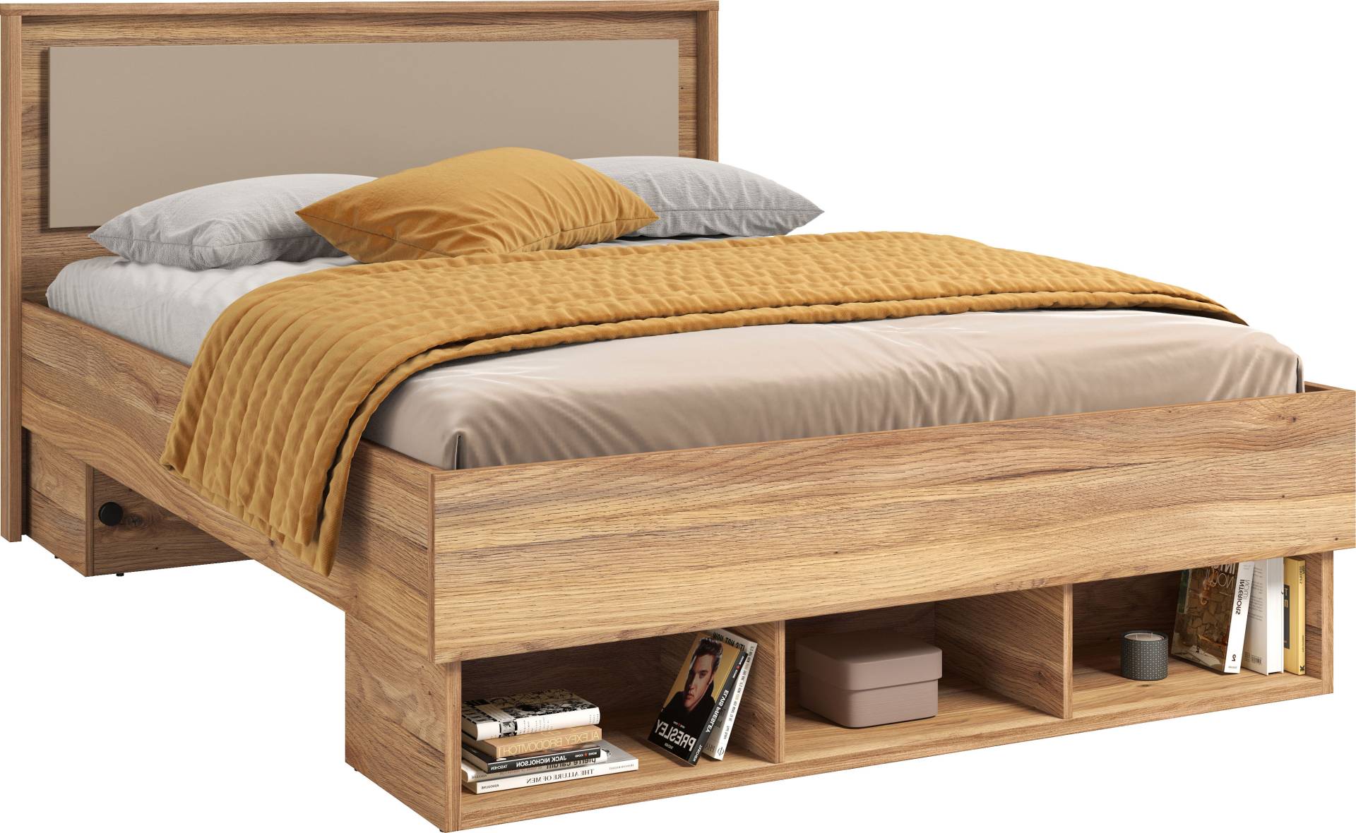 INOSIGN Bettgestell »Wharton, 140, 160 oder 180cm Breite, Made in Europe«, (mit oder ohne Stauraumschubladen), Doppelbett mit offenen Regalen, FSC-zertifizierter Holzwerkstoff INOSIGN Bettgestell »Wharton, 140, 160 oder 180cm Breite, Made in Europe«, (mit oder ohne Stauraumschubladen), Doppelbett mit offenen Regalen, FSC-zertifizierter Holzwerkstoff von INOSIGN
