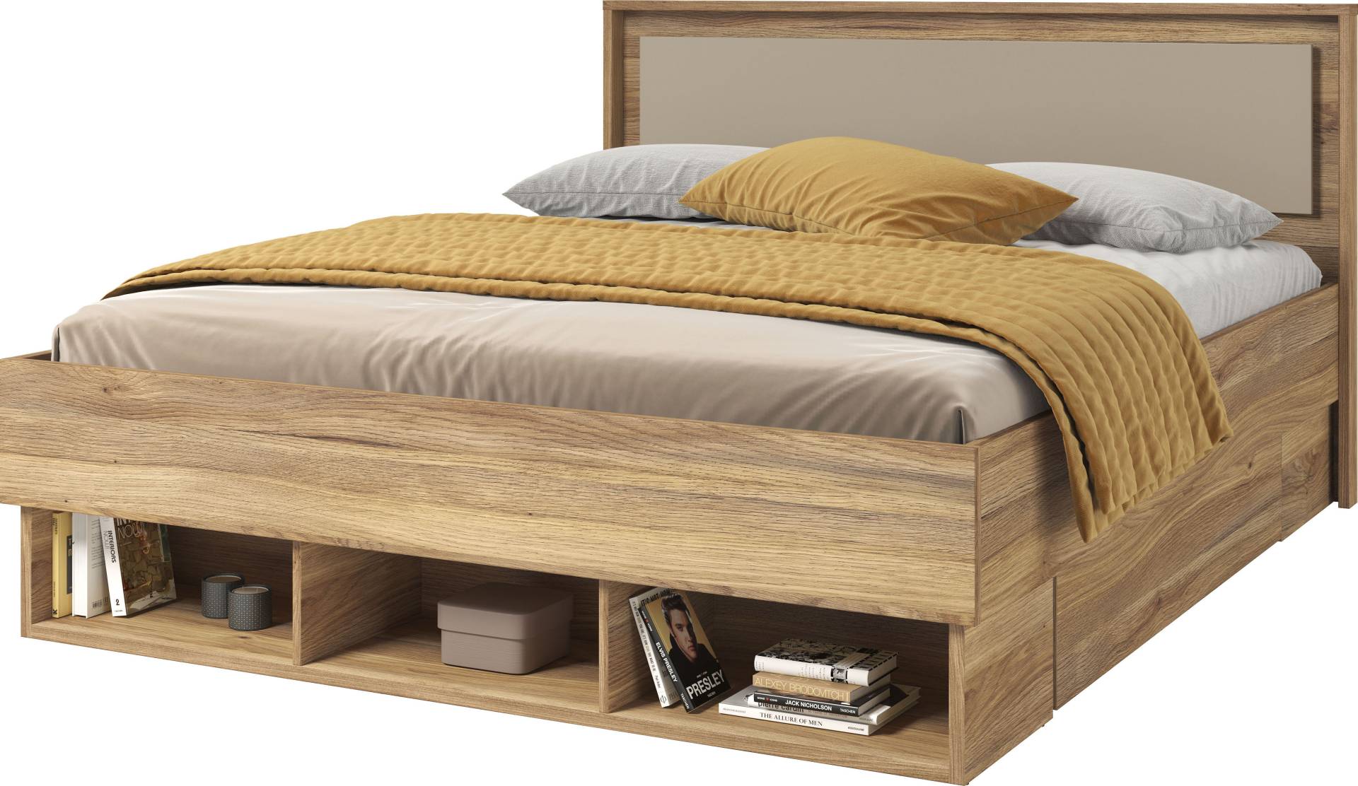 INOSIGN Bettgestell »Wharton, 140, 160 oder 180cm Breite, Made in Europe«, (mit oder ohne Stauraumschubladen), Doppelbett mit offenen Regalen, FSC-zertifizierter Holzwerkstoff INOSIGN Bettgestell »Wharton, 140, 160 oder 180cm Breite, Made in Europe«, (mit oder ohne Stauraumschubladen), Doppelbett mit offenen Regalen, FSC-zertifizierter Holzwerkstoff von INOSIGN