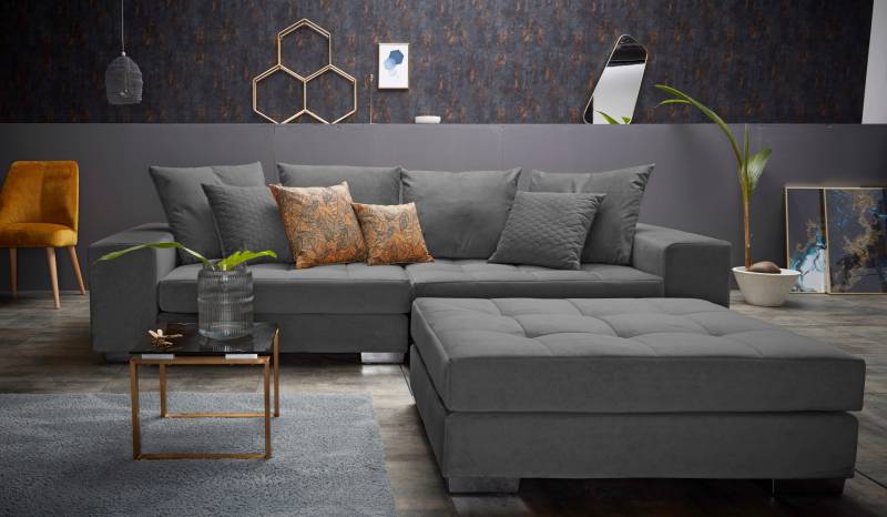 INOSIGN Big-Sofa »Vale«, mit Steppung im Sitzbereich, Federkern und Zierkissen von INOSIGN