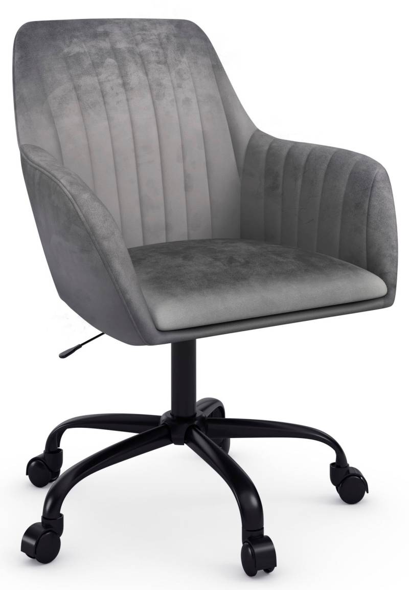 INOSIGN Bürostuhl »Perry2«, Veloursstoff, eleganter Samtstuhl, schwarzes Drehkreuz,Polsterung in Längsnaht-Optik von INOSIGN